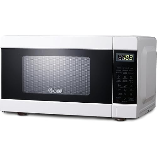 COMMERCIAL CHEF 0.9 Cu Ft Microwave with 10 Power Levels, Push Button and Child Lock, 900 Watt Microwave with Digital Controls, Countertop Microwave with Timer and Quick-Touch Menu, White