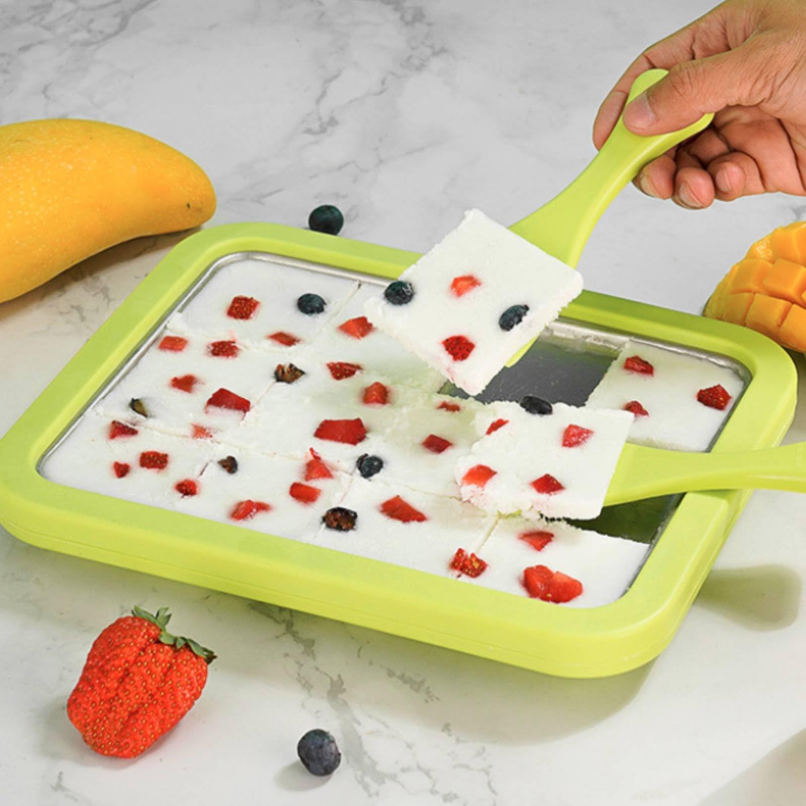 Mini Size Rolled Ice Cream Pan Easy to Use Chilled Yogu | Mini Size Rolled Ice Cream Pan Easy to Use Chilled Yogurt Appliance Multi Purpose Tray No Electricity Needed for Children-image-12