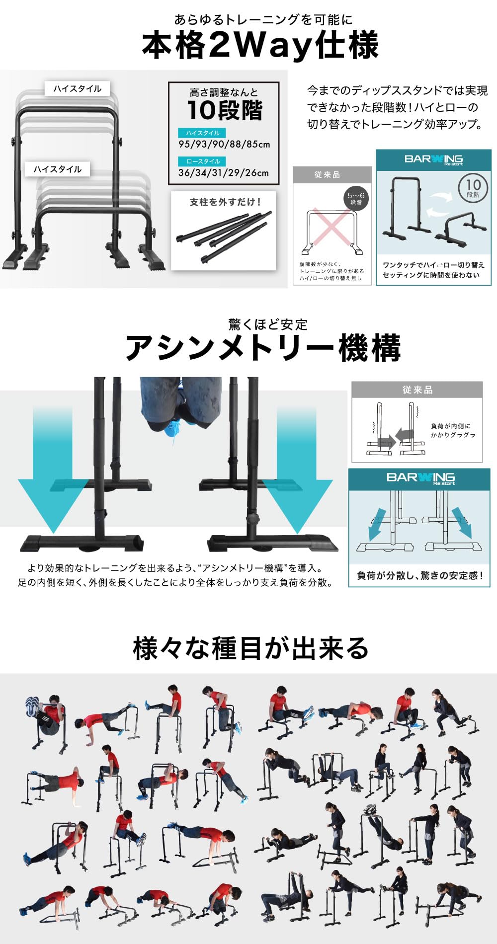 Amazon.co.jp: YouTen（ユーテン）BARWING(バーウィング) ディップス 