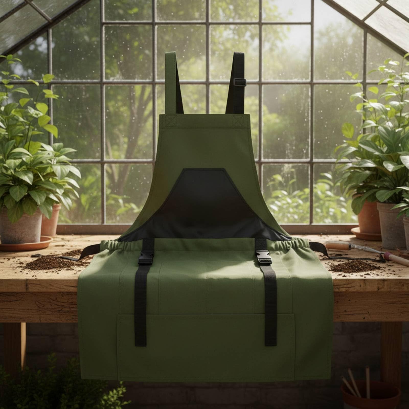 Tablier Imperméable Tablier de Tablier de Jardinage Tablier de Travail avec Poche Spacieuse pour Fruits Baies et Légumes en Toile Respirante à Sangles