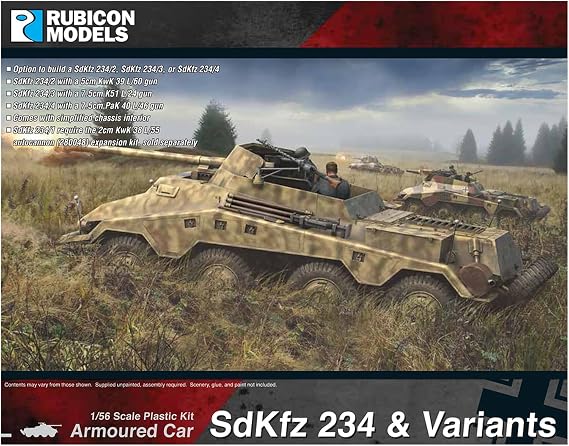 RUBICON MODELS RB0138 Rubicon Model 1/56 Sd. Kfz.234 8 Wheel Heavy Armor Recon Vehicle 2/3/4 Type Plastic Model
