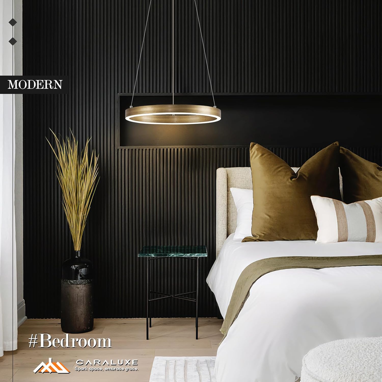 12in LED Ring Chandelier Brass Gold Modern Dimmable Pendant Light Height Adjustable Circular Hanging Ceiling Fixture for Kitchen Island Dining Table Entryway Sink