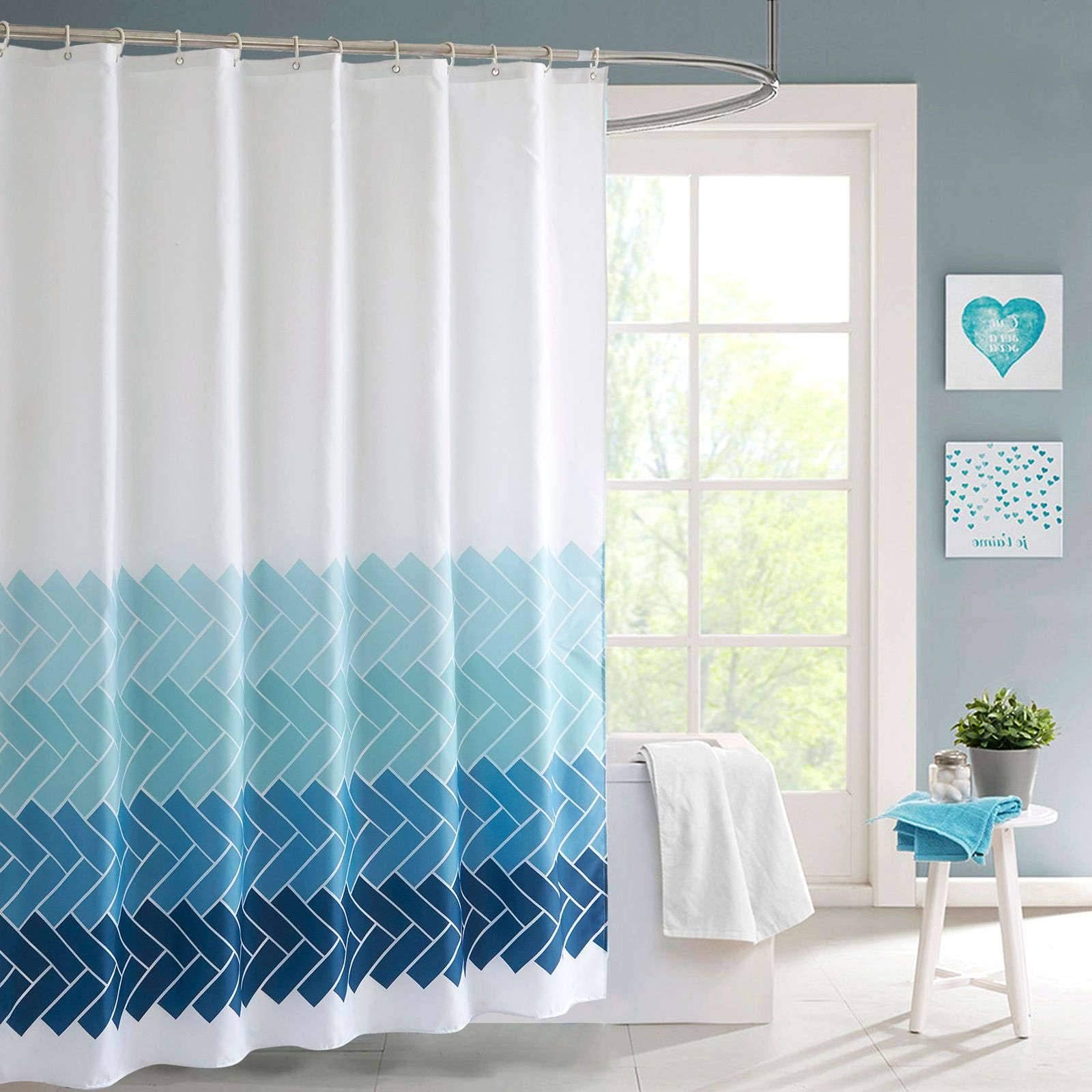Fabric Shower Curtain, Polyester Waterproof Bathroom Curtain with Hooks Machine Washable Easy Care for Bathroom Bathtub-180X180cm(71X71in)