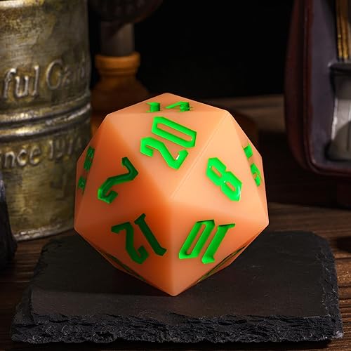Miniatura 7 de IUSTIDIE Dados D20 de silicona D20 de 2.165 in, grandes que brillan en la oscuridad D20 individuales de 20 caras DND, dados gigantes D20 con caja de