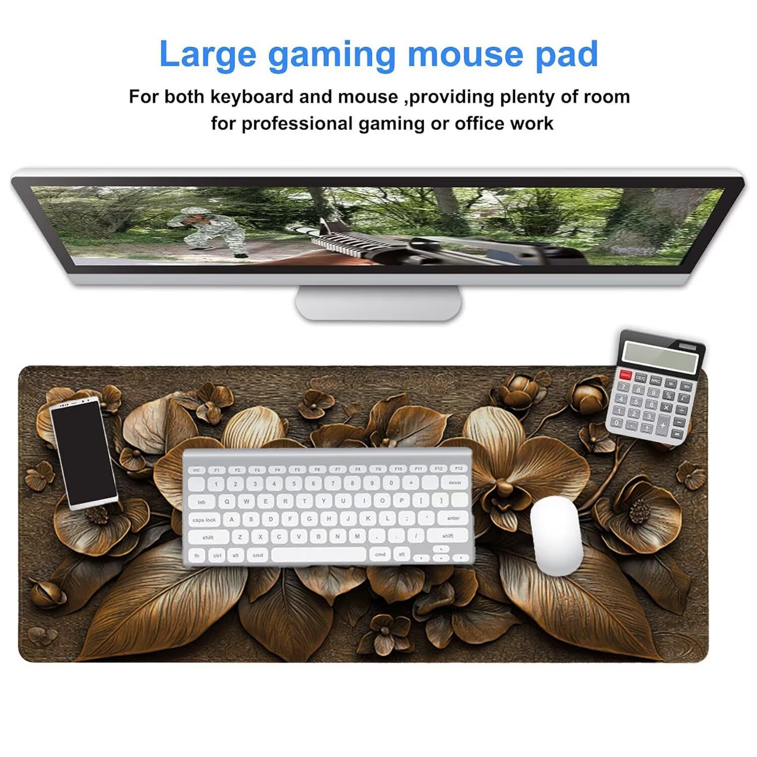 Podkładka pod mysz do gier, 1600 x 800 mm, XXL, duża gamingowa podkładka pod mysz, wodoodporna podkładka pod mysz, długa podkładka na biurko z przeszytymi krawędziami, mata na biurko z gumową podstawą