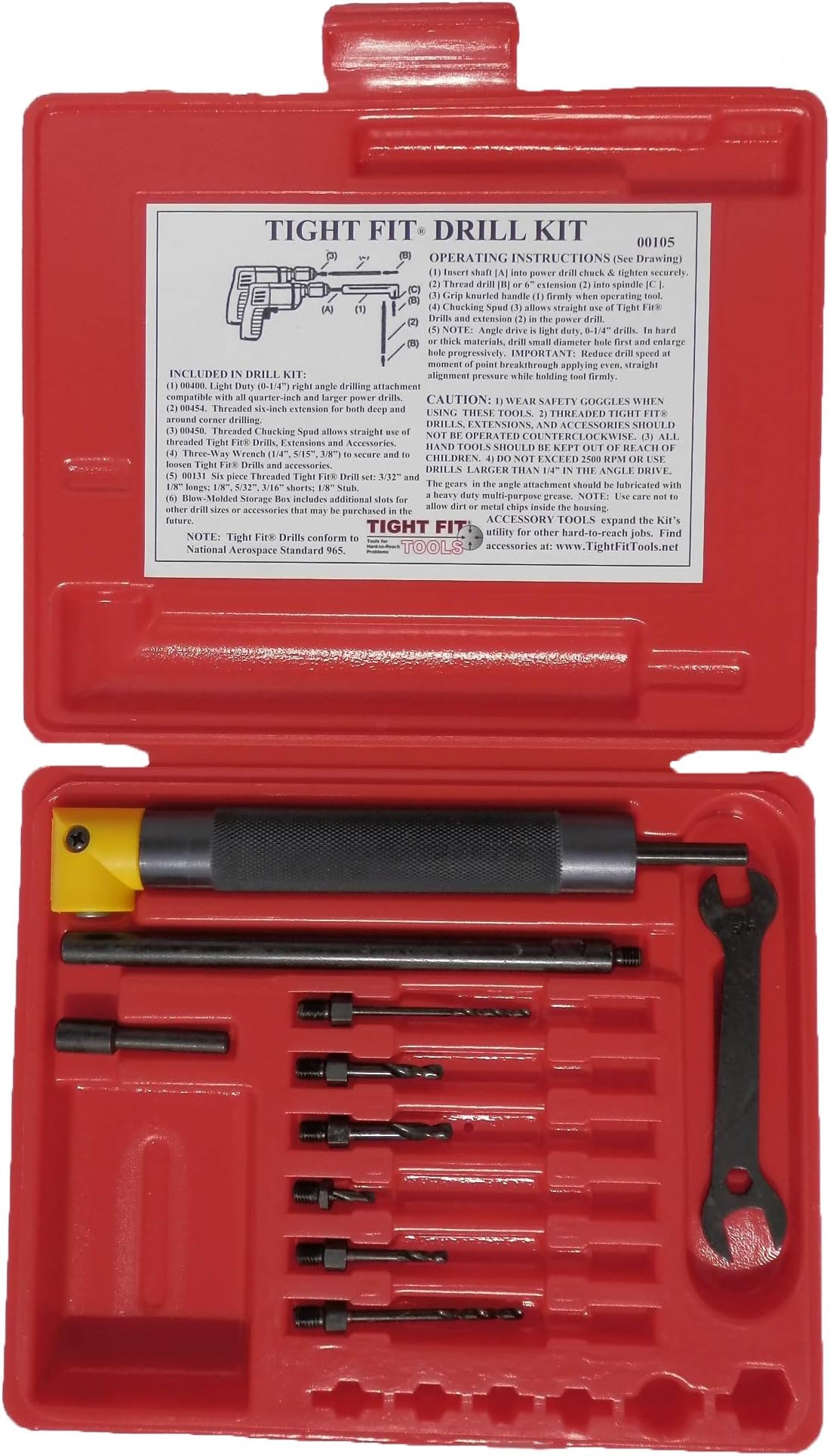 Right Angle Drill Attachment Kit - 90 Degree Drill Adapter By Tight Fit Tools (Model 00100)