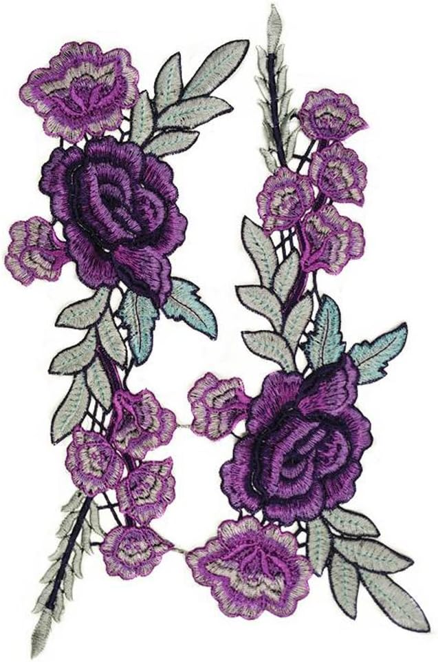 Embroidered Lace Fabric Ribbon Trim Neckline Collar Applique Patch Scrapbooking Embossed Decorated Sewing for Craft 1 Pc (CL259-P)