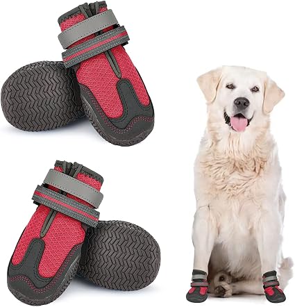 Amazon.com: Protector de patas para perros, botas para perro con suela  antideslizante y resistente para perros grandes y medianos, botas para perro,  cómodas, transpirables, duraderas, con correas ajustables y reflectantes,  para interiores