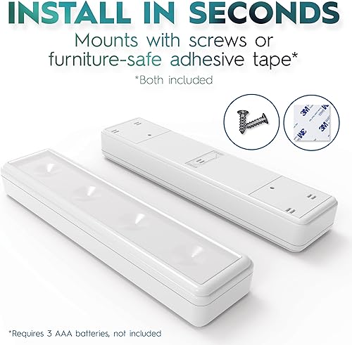 Miniatura 4 de Brilliant Evolution Paquete de 2 luces LED inalámbricas para debajo del gabinete, con control remoto, luces alimentadas por batería, iluminación