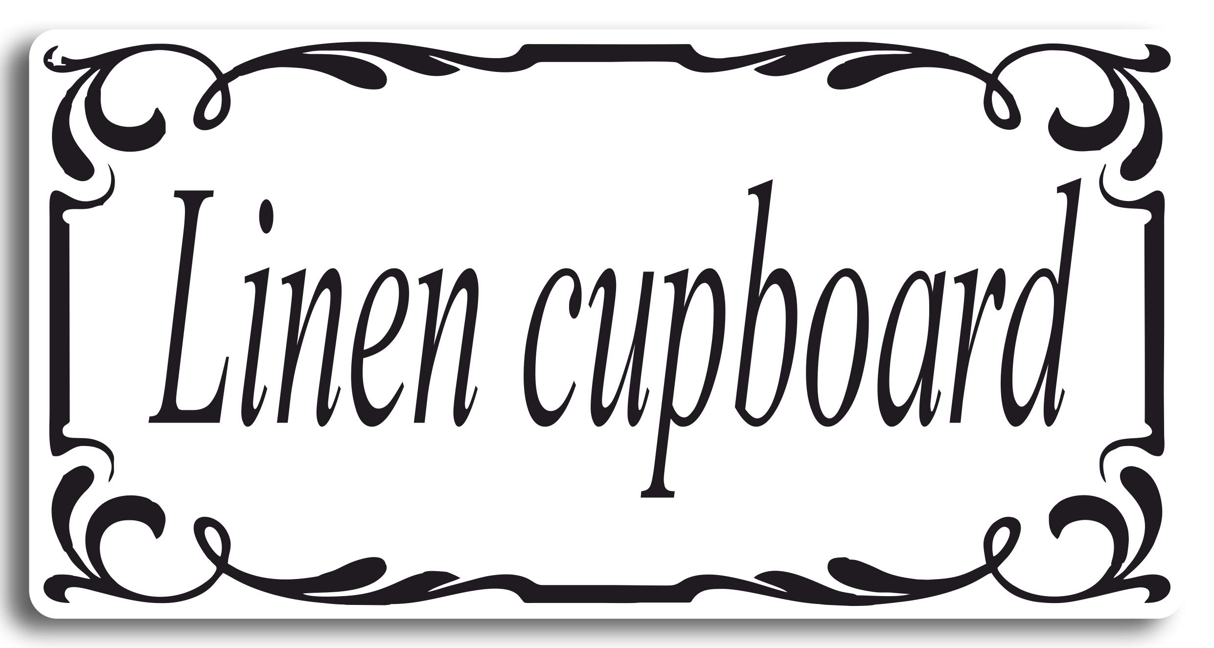 Watershed Designs Grey|Black|Silver Linen Cupboard Door Sign Self Adhesive Vinyl Sticker, Decal