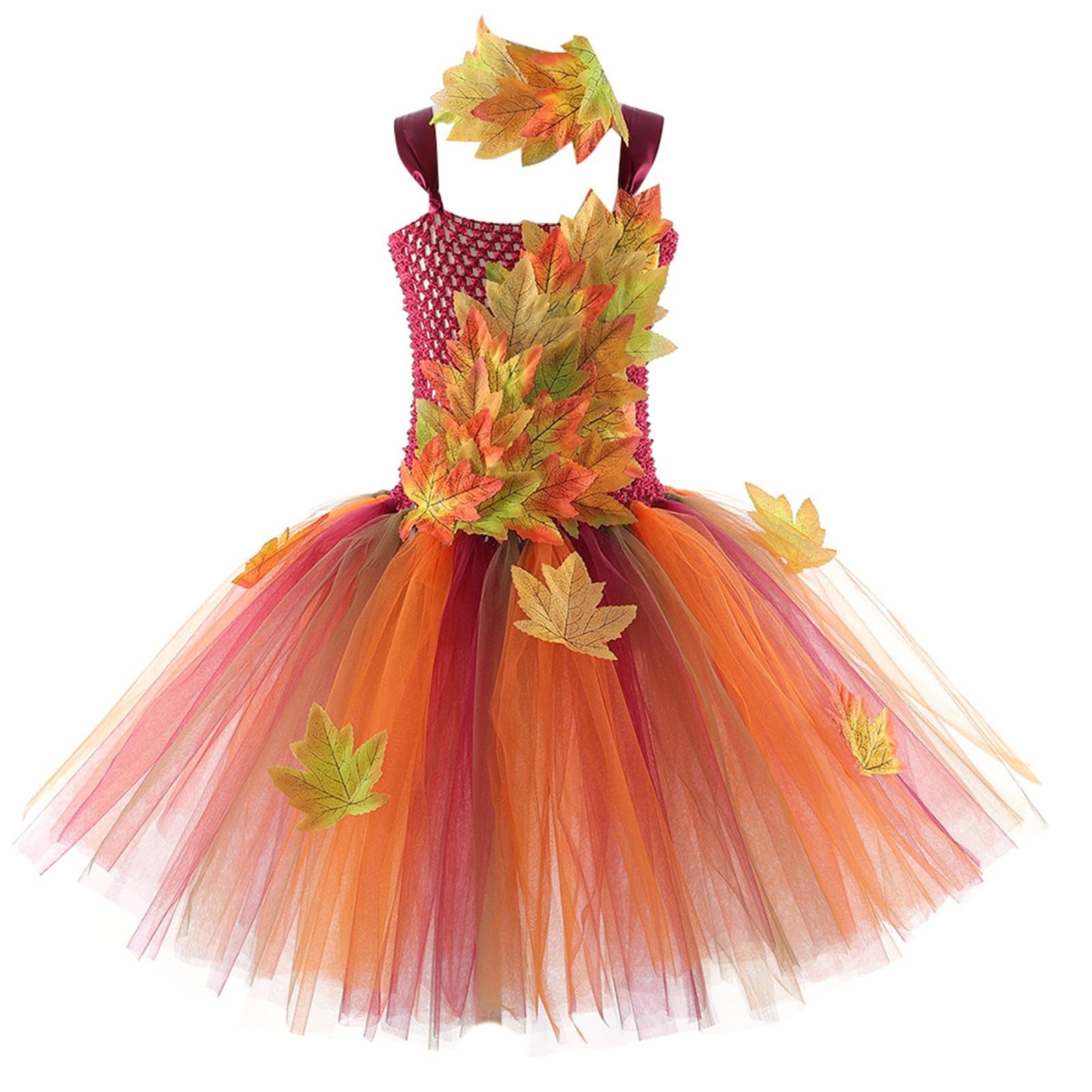 Generisch Conjunto de disfraz de hada de otoño para niña, vestido de tutú con alas, diadema y varita mágica, disfraz de hada del bosque para Halloween, carnaval, actuación y fiesta