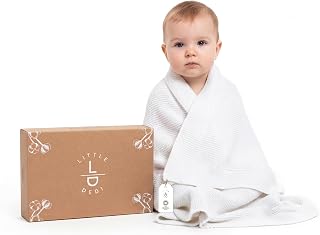 Organic Cotton Baby Blanket 30x40 in, White – GOTS Certified, Soft Knit Swaddle with Gift Box, Breathable Nursery Blanket for Crib & Stroller, Machine Washable