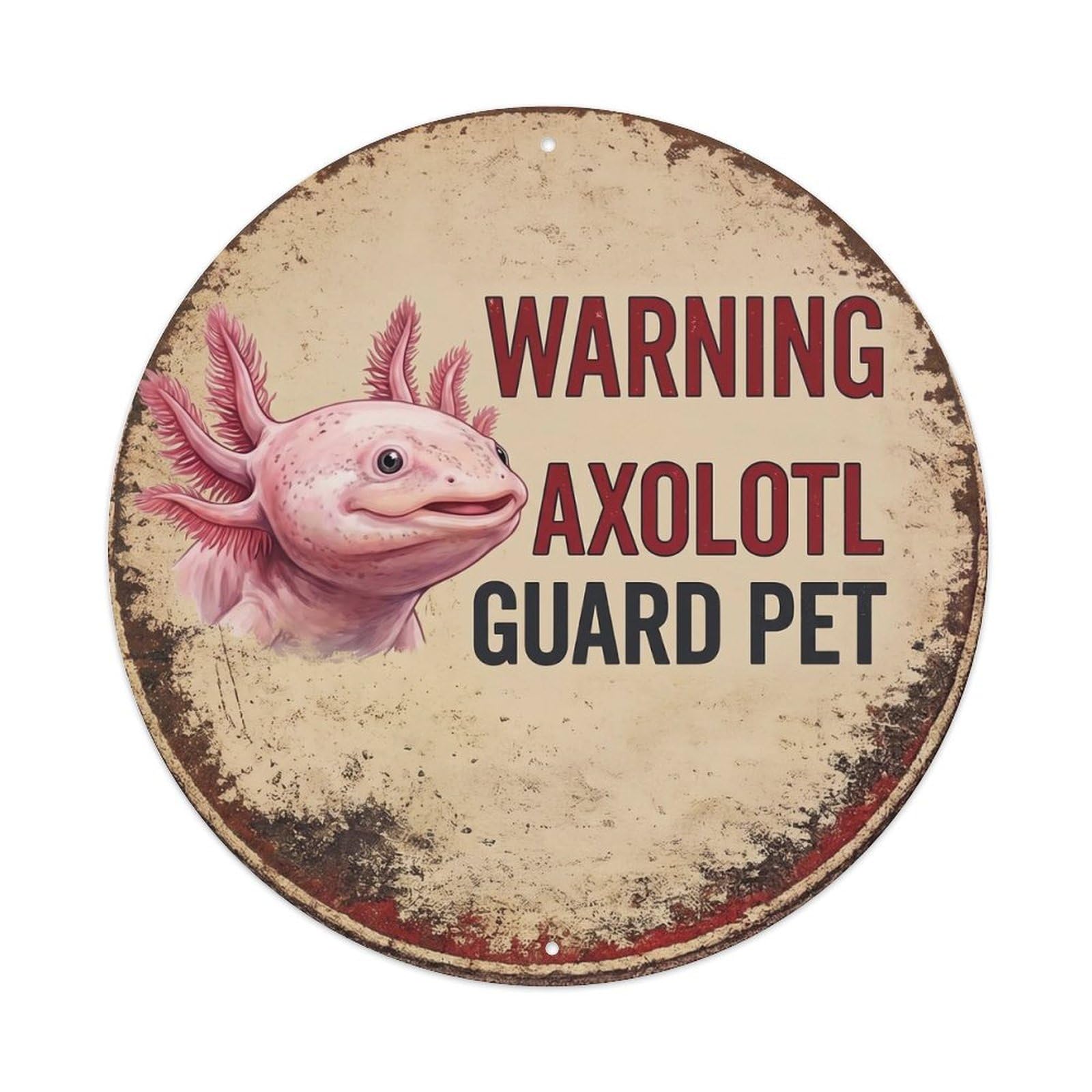 Metal Tin Sign Vintage Warning Axolotl