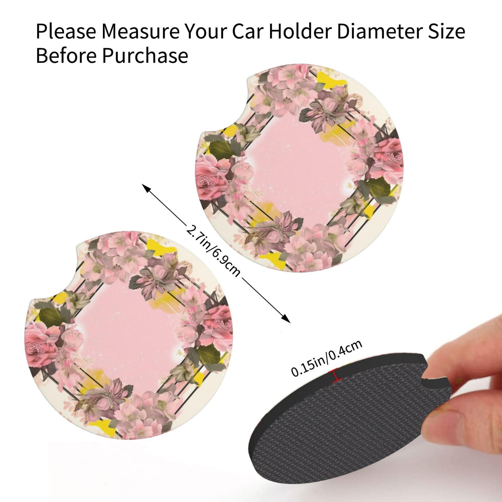 Rosa Glitzernde Auto-Untersetzer (2 Stück) – Keramik, 6,5 Cm, Mit Fingerkerbe, Für Damen & Herren, Saugfähig & Leicht Zu Reinigen