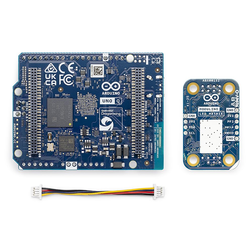 Arduino UNO Q 4GB + Modulino LED Matrix - Bundle Plug-and-Play Qwiic LED Matrix per IA, IoT, Robotica e Prototipazione