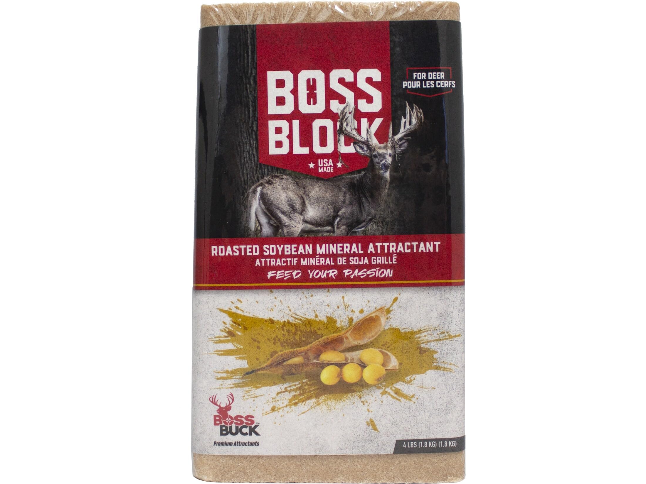 Boss Buck Boss Block Roasted Soybean Flavored 4lb Mineral Deer Attractant | Fast-Acting Powerful Long-Lasting Mineral Food Block for Deer