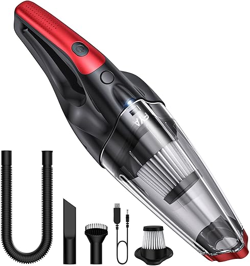 FYA Handheld Vacuum Cleaner Wireless, 7KPA High Power Hand Held Vacuuming Cordless with LED Light HEPA Filter, Rechargeable Car Vacuum for Home Car...