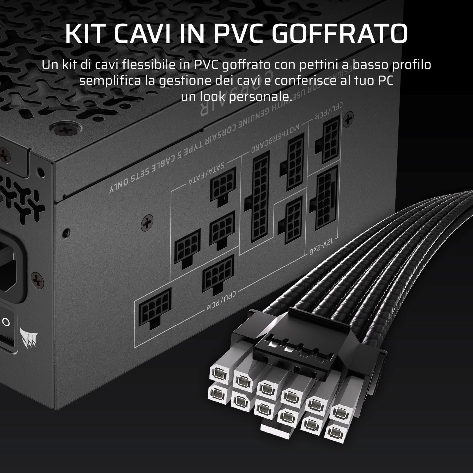 CORSAIR RM750x SHIFT (2025) Alimentatore ATX Completamente Modulare - Interfaccia Laterale Modulare, Cavo Nativo 12V-2x6, ATX 3.1 e PCIe 5.1, Condensatori a 105°C, Cybenetics Gold - Nero