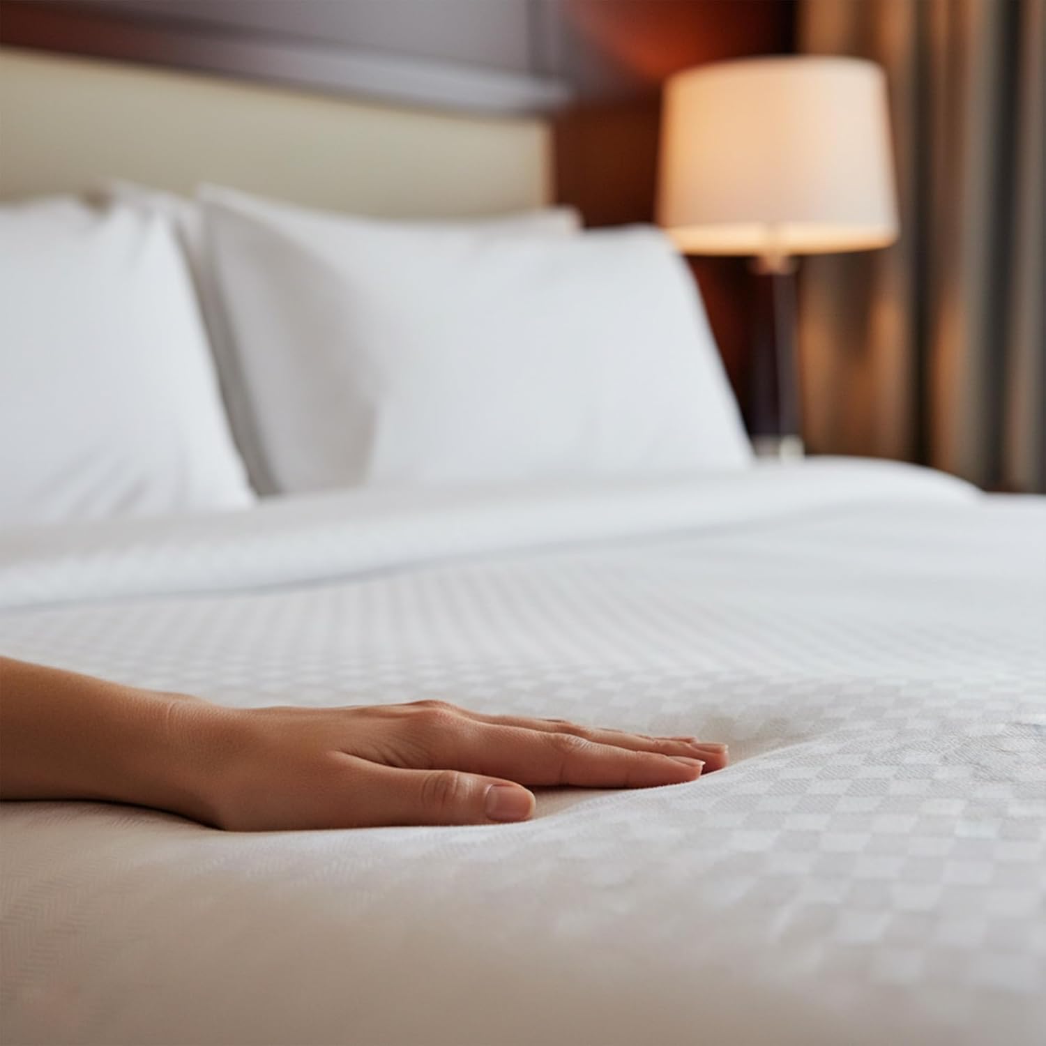 Serene Classic Checkered Full Flat Top Sheet 84x96 – Pack of 12 – Hotel Quality Bedding – Wrinkle-Free Jacquard Sheets – Fade & Shrink Resistant – Easy-Care White Full Flat Sheets