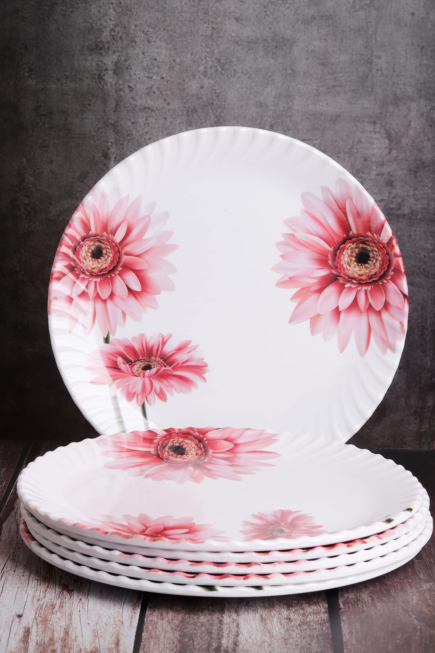 MEHUL Melamine Dinner Plates, Full Plates, Plates Set of 6, Round Shape, Size Diameter- 28 cm Design (Pink Sunflower) (B09XVG56CX) Amazon Price History, Amazon Price Tracker