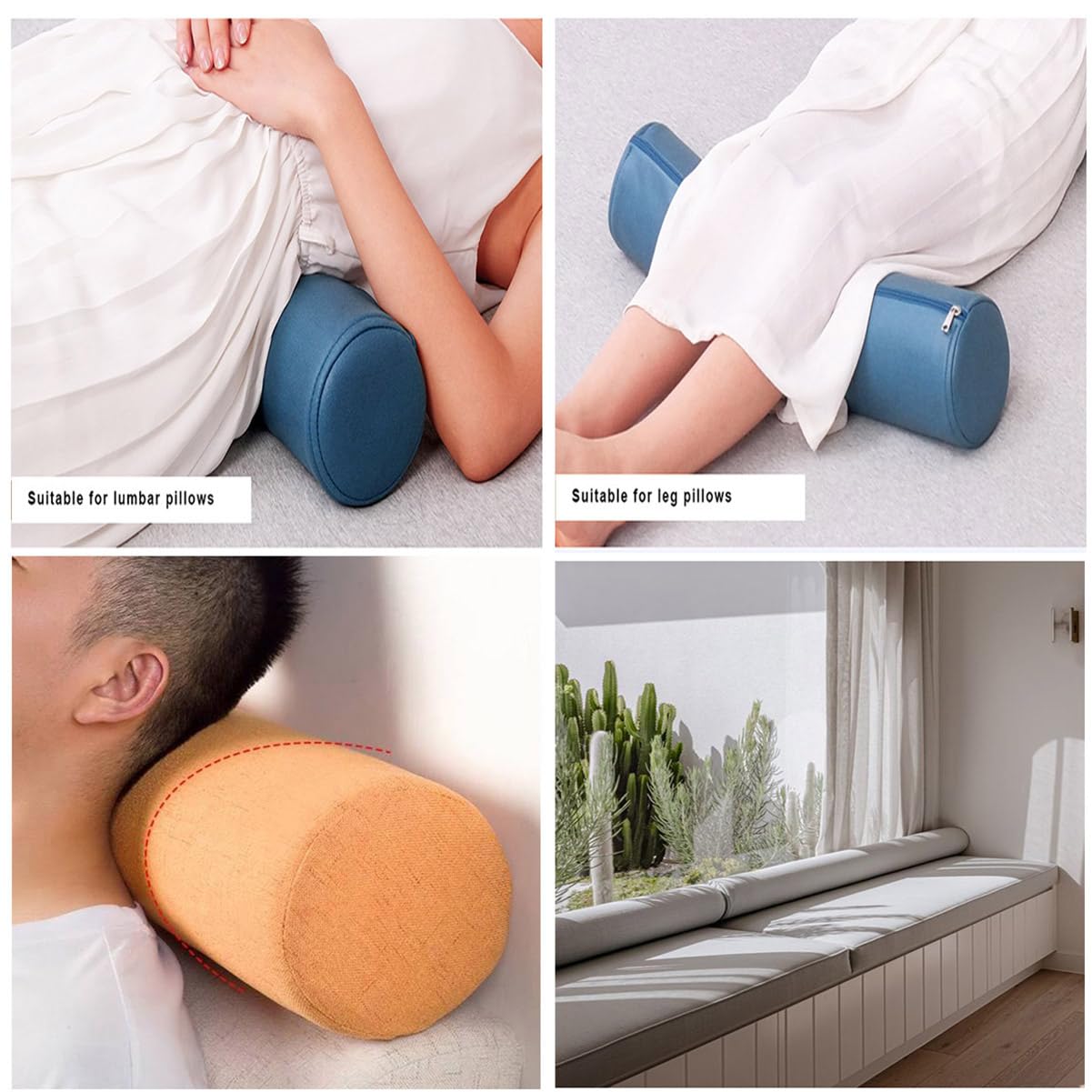 Xpnit Ronde bank armleuning kussen ondersteuning, bedbank, arm, hoofd, neksteun, hoofdsteun, armsteun, steunkussens, ondersteuning voor been/ lendenkussen (15 x 15 x 120 cm, marineblauw
