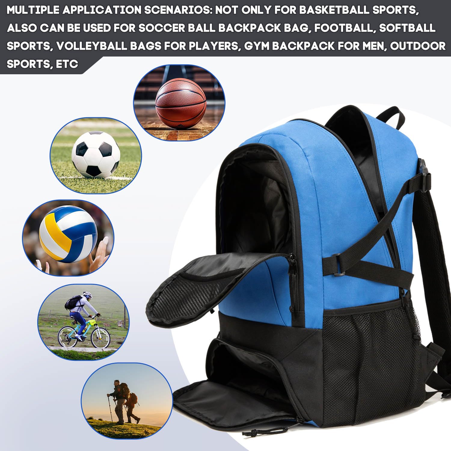Mochila de baloncesto, bolsas de equipo deportivo de gran capacidad para baloncesto, fútbol y voleibol.