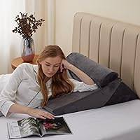 Vista 77 de Bedluxe - Juego de 4 almohadas ajustables de cuña para cama, almohada de espuma viscoelástica para después de la cirugía para el alivio del dolor