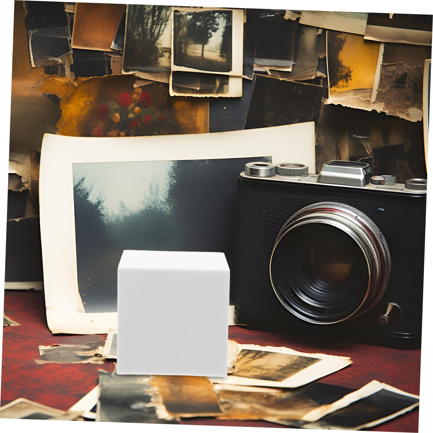 Lot De 10 Accessoires De Photo En Forme De Cube Géométrique, Presentoir Produit Pour Étagères Et Comptoirs, Photographie Accessoires De Fond Pour Rouge à Lèvres, Bijoux, Maquillage (Blanc