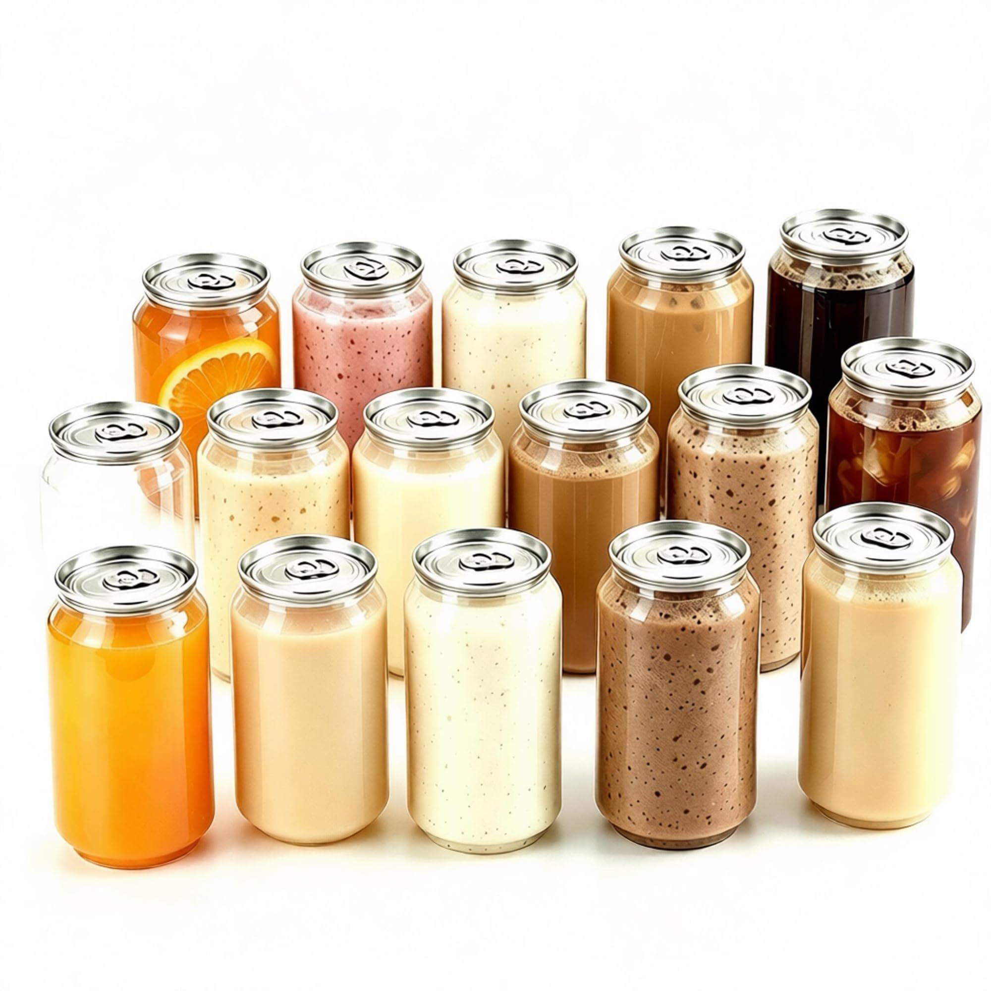 Latas sellables de plástico transparente con tapas pop-top premium