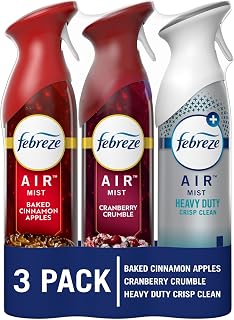 Febreze Air Effects Holiday Air Freshener Spray 3-Pack: Apple Cider, Cranberry Tart, Fresh Baked Vanilla - Odor-Fighting Room Spray, 8.8oz Each