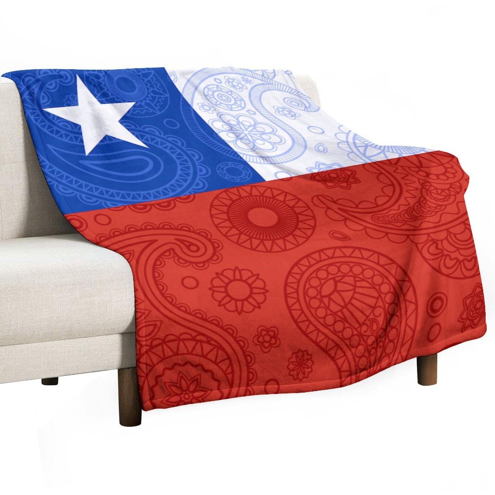 CGSBNGHA Chilean Paisley Flag Flannel Fleece Blanket Lightweight Soft Throw Blankets for Sofa Couch Bed Chair