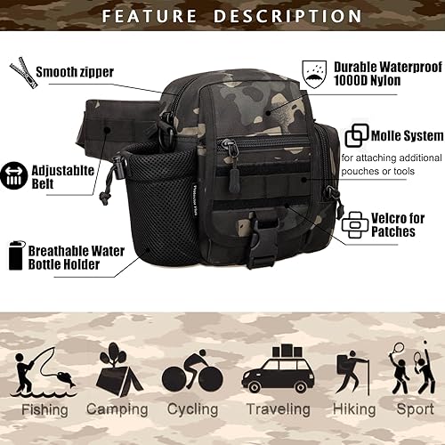 Miniatura 2 de Riñonera táctica para montar Riñonera de un solo hombro Bolsa multiusos, X-Wolf Marrón, Bolsa táctica para pierna y bolsillo en el muslo