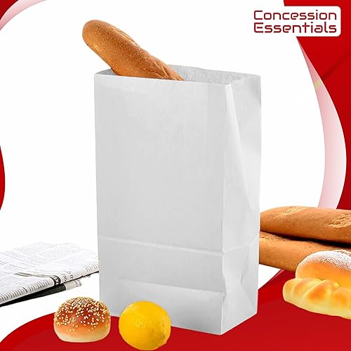 Miniatura 3 de Concession Essentials Bolsas de papel blanco de 4 libras, paquete de 150 unidades, bolsas de almuerzo de papel blanco. Ideal para bolsas de galletas