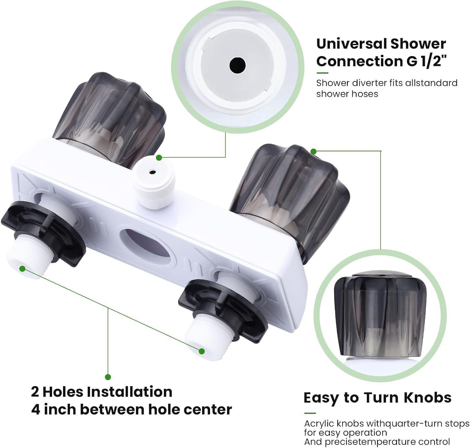 RV Shower Head with Hose, RV Shower Faucet with Hose and Head, RV Outdoor Shower Kits, Outdoor Shower Kit Fits for RV/Campers, Travel Trailer, Motorhome, White