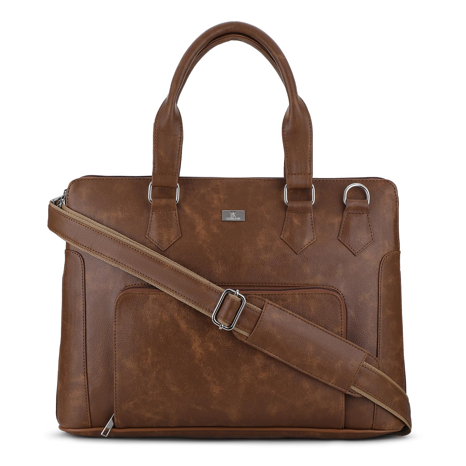 K London 15 Inches Slim Tan Vegan Leather Expandable Unisex Laptop|MacBook Shoulder/Messenger/Office/Travel/Business Bag for Women(1813_Tan) (B0D73CSFHY) Amazon Price History, Amazon Price Tracker