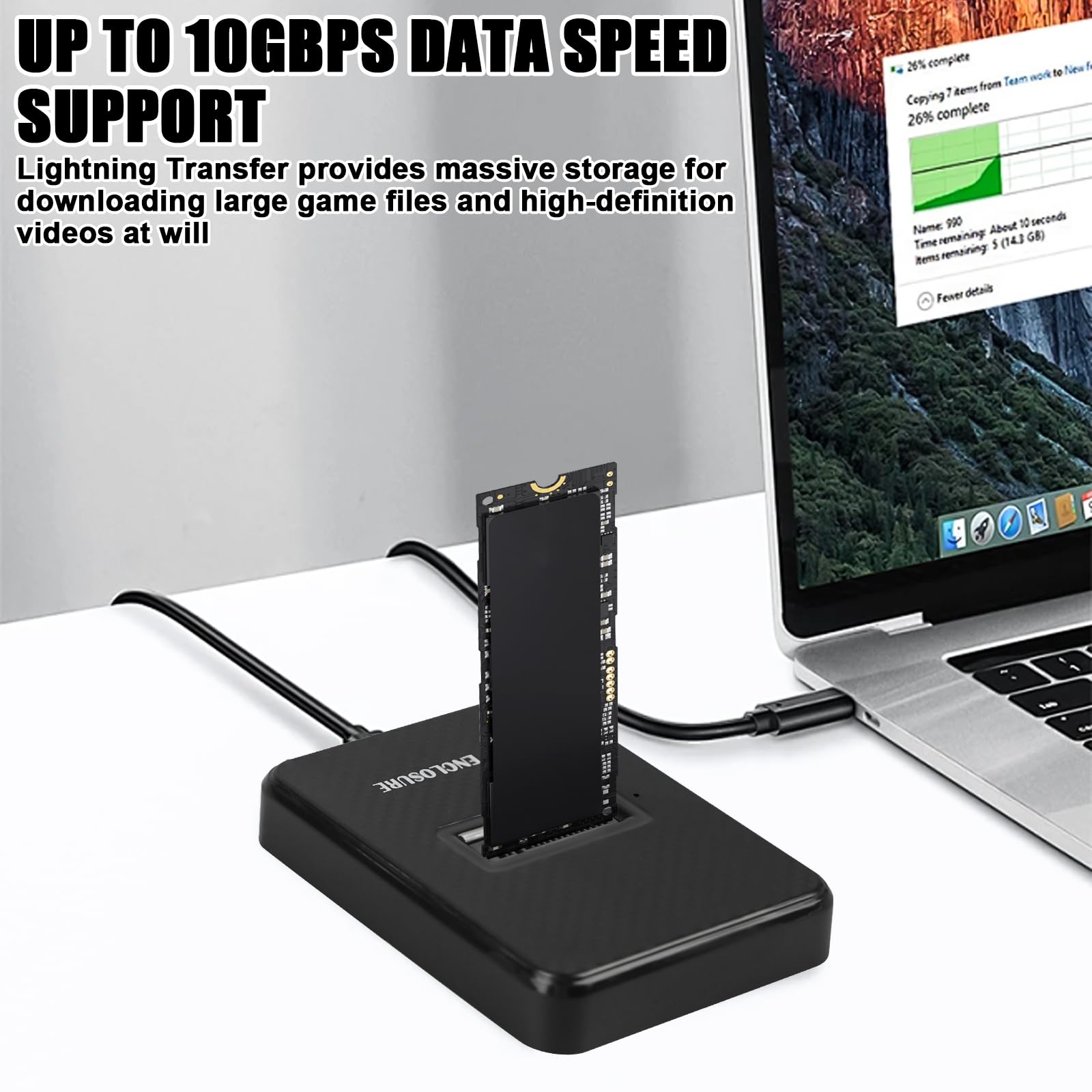 M.2 NVMe & SATA Docking Station, Disques Dur Disques Dur Station d'accueil 10Gbps USB 3.2 Gen2 Adaptateur pour M-Key/B+M Key Dual Protocole Boîtier SSD externe NVMe & NGFF pour SSD 2230/2242/2260/2280