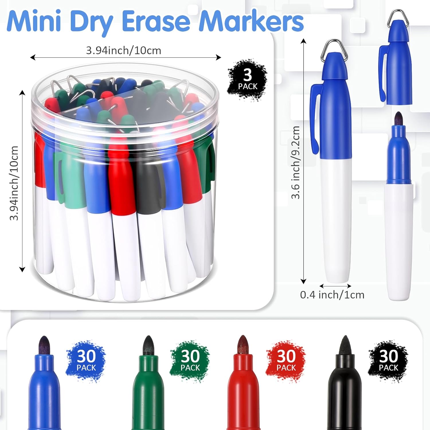 AmazingSpark 120 Pcs Mini Permanent Markers for Nurses Badge Mini Markers with Golf Keychain Clips Golf Ball Point for Office Classroom Supplies (Multicolor)