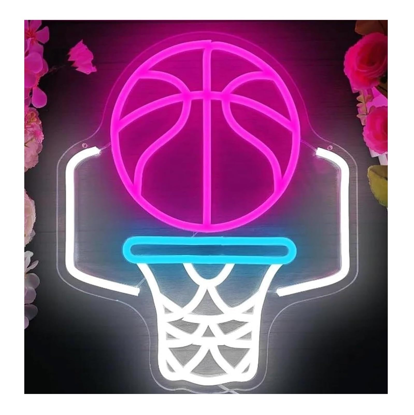 Per insegne al neon a forma di canestro da basket, decorazioni murali dimmerabili, caverna maschile,Per stanza