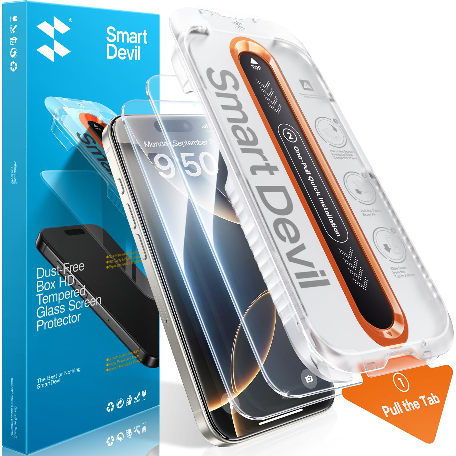 SMARTDEVIL 2 Pack Screen Protector for iPhone 16 Pro Max