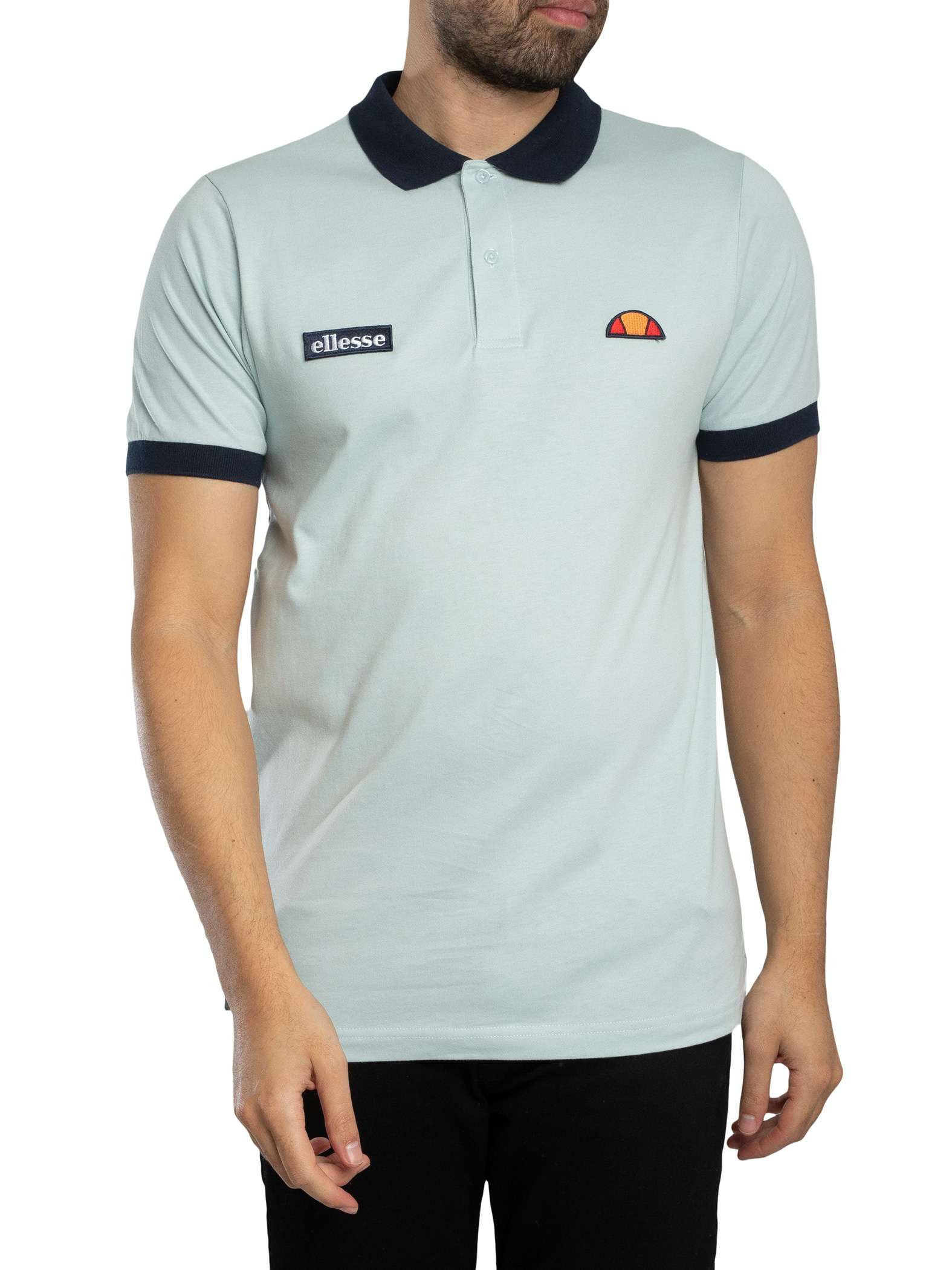 Ellesse Men's Light Blue/Navy Lessepsia Polo Shirt, M