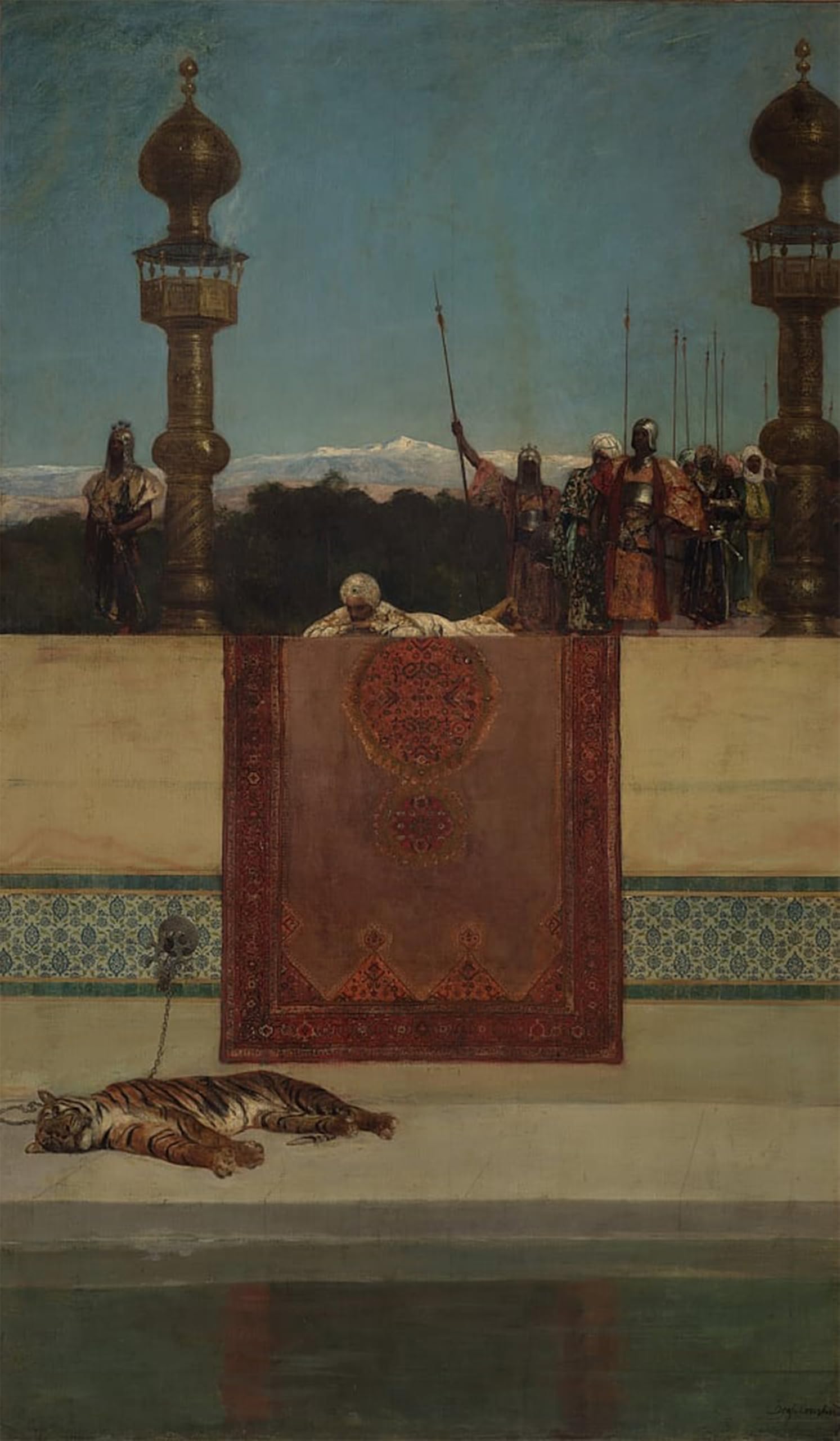 SERENDIPITP Abstract Painting Mural Print Picture Wall Decor Painting the Sultans Tiger by Jean Benjamin Vintage Wall Artwork for Home Decor 60x90cm