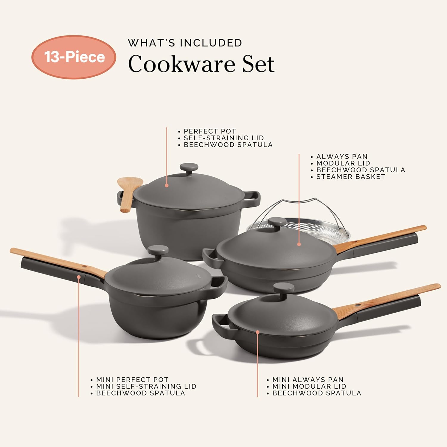 Our Place Cookware Set - 13-Piece Kit Including the Always Pan, Perfect Pot and Spatulas | Multifunctional, Toxin-Free Nonstick | Heat Safe up to 450°F | Oven, Stove, Induction Compatible | Char - Image 7