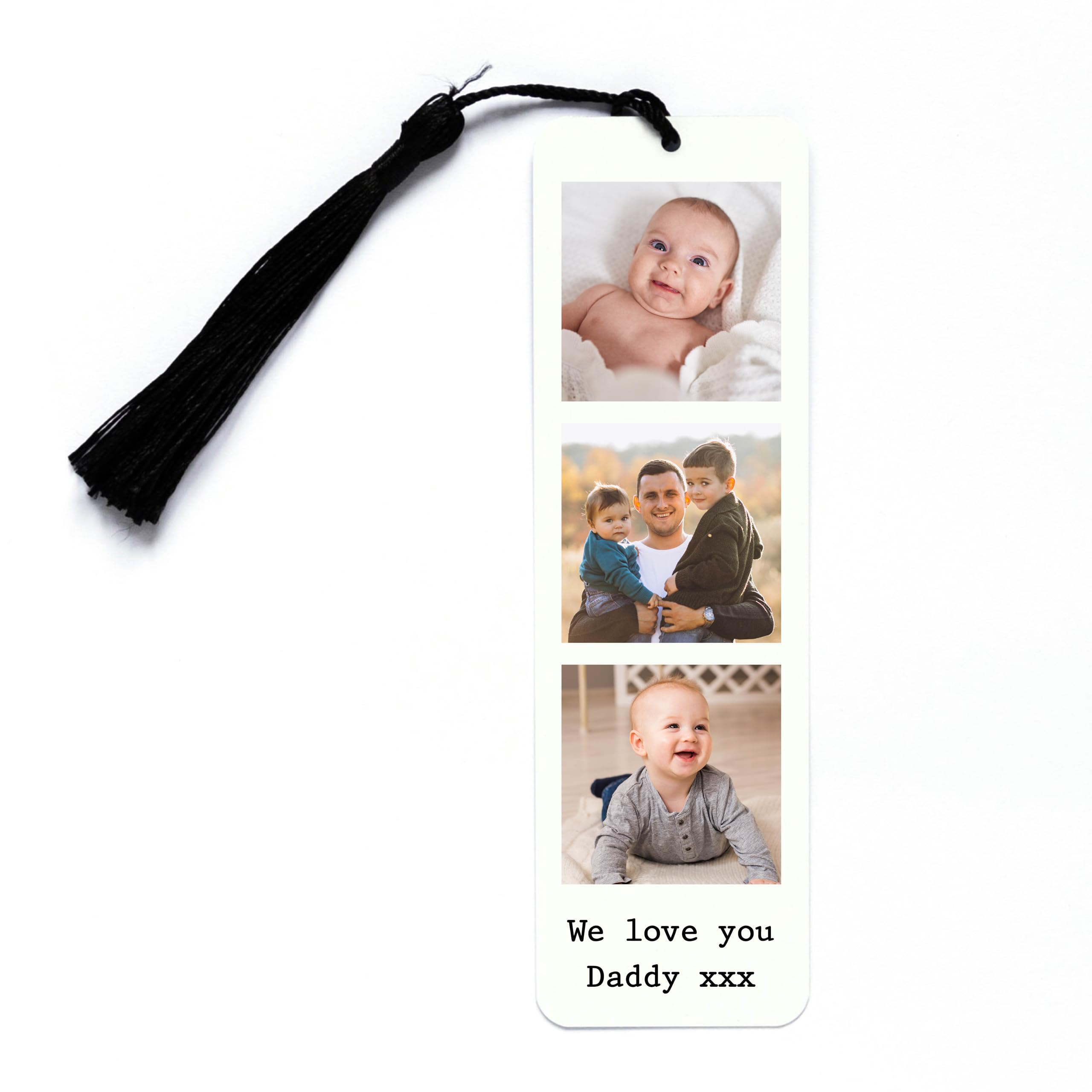 Personalised Metal Bookmark, Custom Photos & Message Page Marker, Birthday Christmas Father's Day Gift for Dad or Grandad