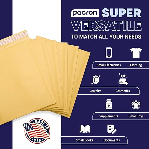 Miniatura 6 de Paquete de 100 sobres de burbujas de papel de estraza acolchados de 8.5 x 12 pulgadas, sobres de correo amarillos para documentos y paquetes,