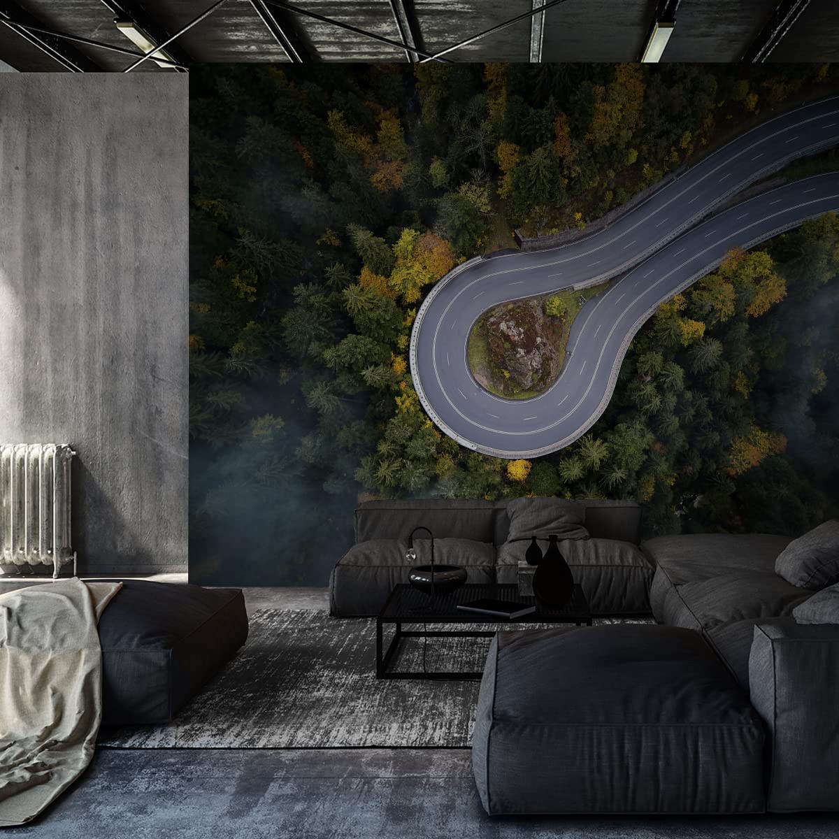 Samoprzylepna fototapeta natura las rośliny rośliny jesień 405x270 nowoczesna tapeta XXL góry, mgła, salon, sypialnia, biura, korytarz, tapeta ścienna szer. 405 cm x wys. 270 cm