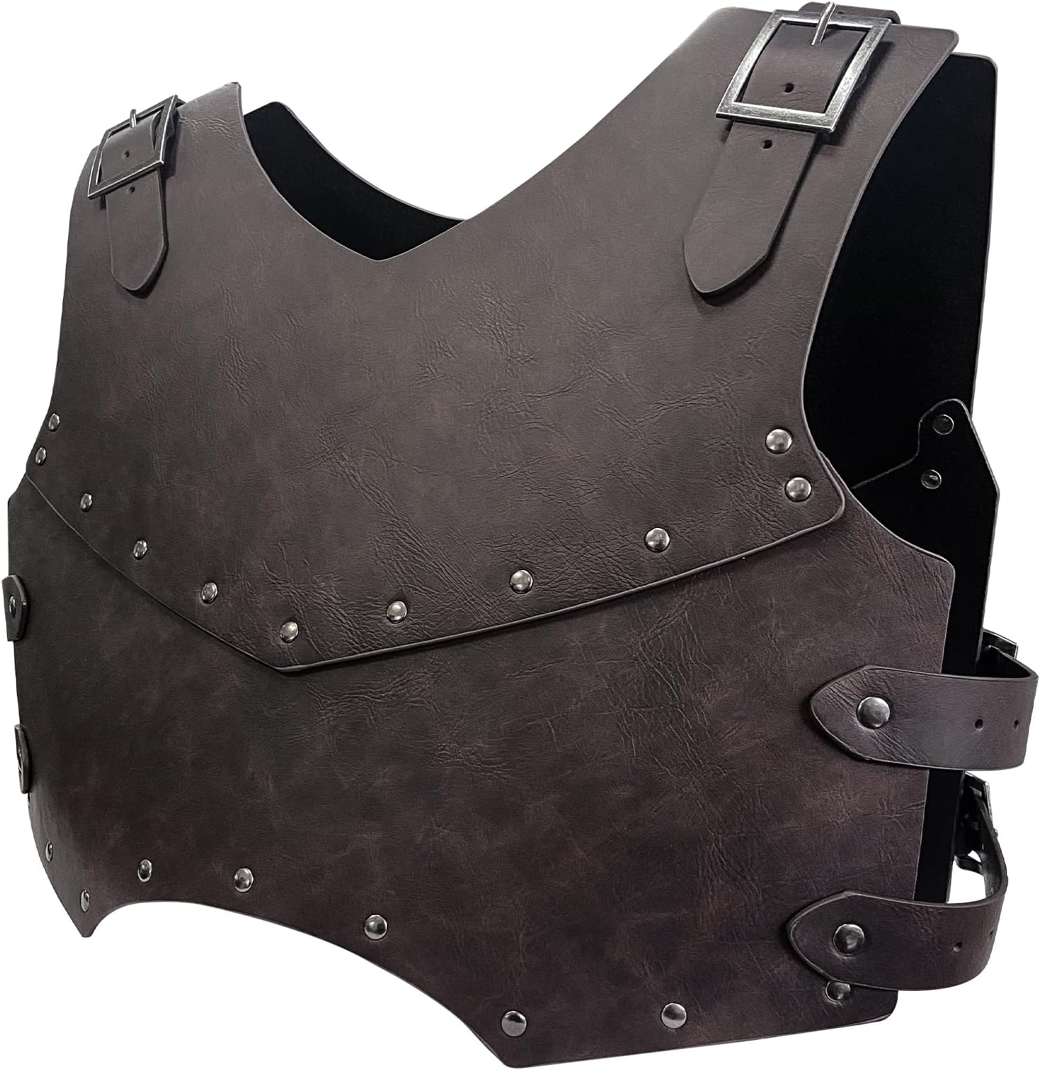 HiiFeuer Medieval Faux Leather Chest Armor, Retro Mercenary Knight Archer Body Armor, Adjustable Vest Armour for Ren Faire