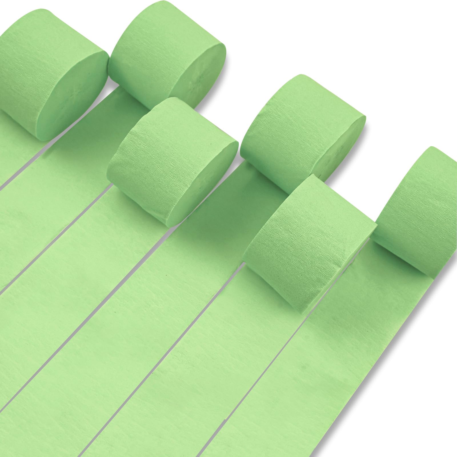 PartyWoo Green Crepe Paper Streamers 6 Rolls 492 ft Pack of Olive Crepe Paper Rolls for Graduation Jungle Summer Wedding Baby Shower Birthday Party Decorations (1.8 Inch x 82 Ft/Rolls)