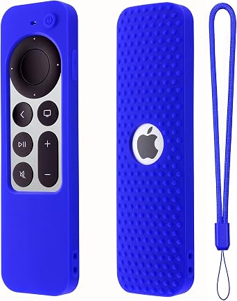 Silicone Remote Cover for Apple TV Siri Remote 2nd Gen Soft Rubber Case for Apple TV Remote 4K Remote 2021&2022 Apple Siri Remote Case Cover with LanyardBlue