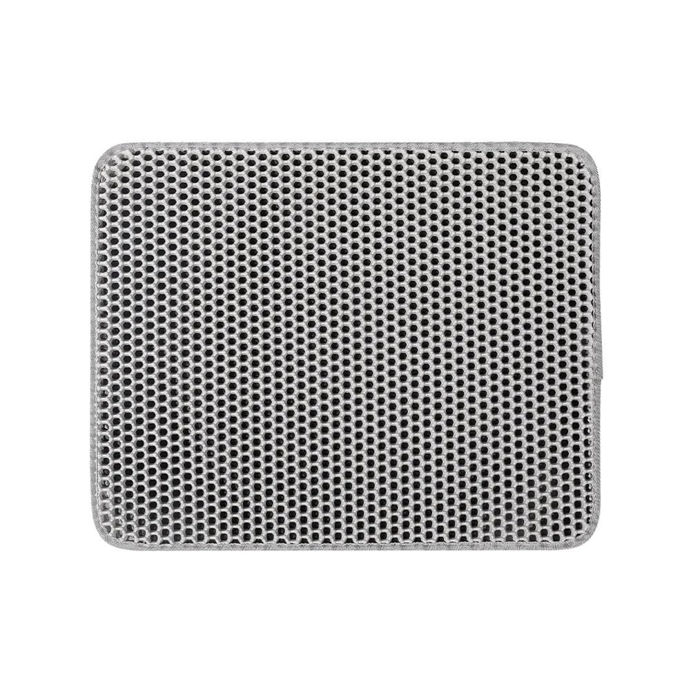 Soft double-layer cat litter mat, thickened cat litter collection mat, cat litter cleaning products(Light Grey,60X90cm)