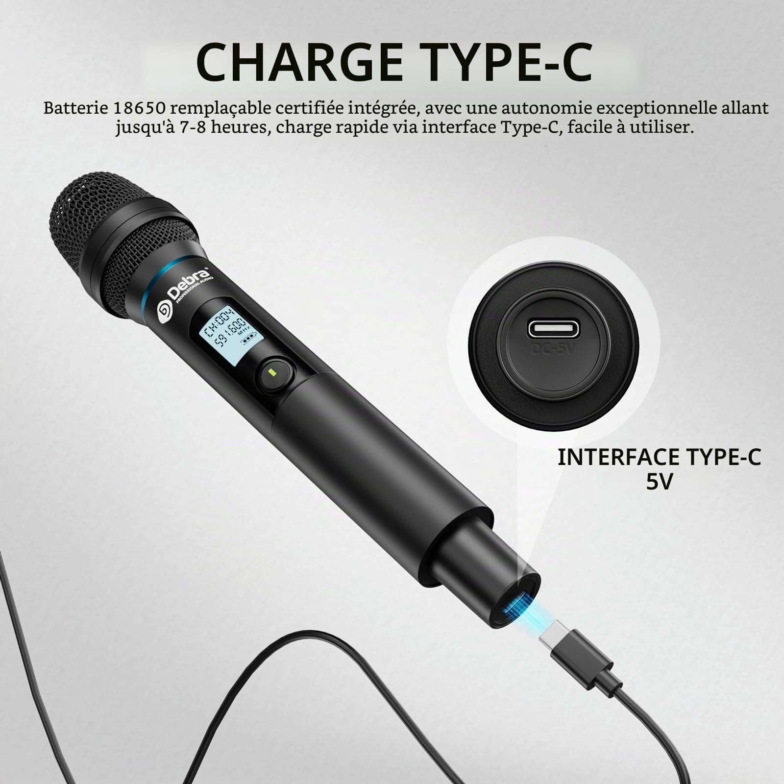 D Debra UX-400 Micros sans Fil UHF, 4 Canaux Rechargeables Scène Karaoké